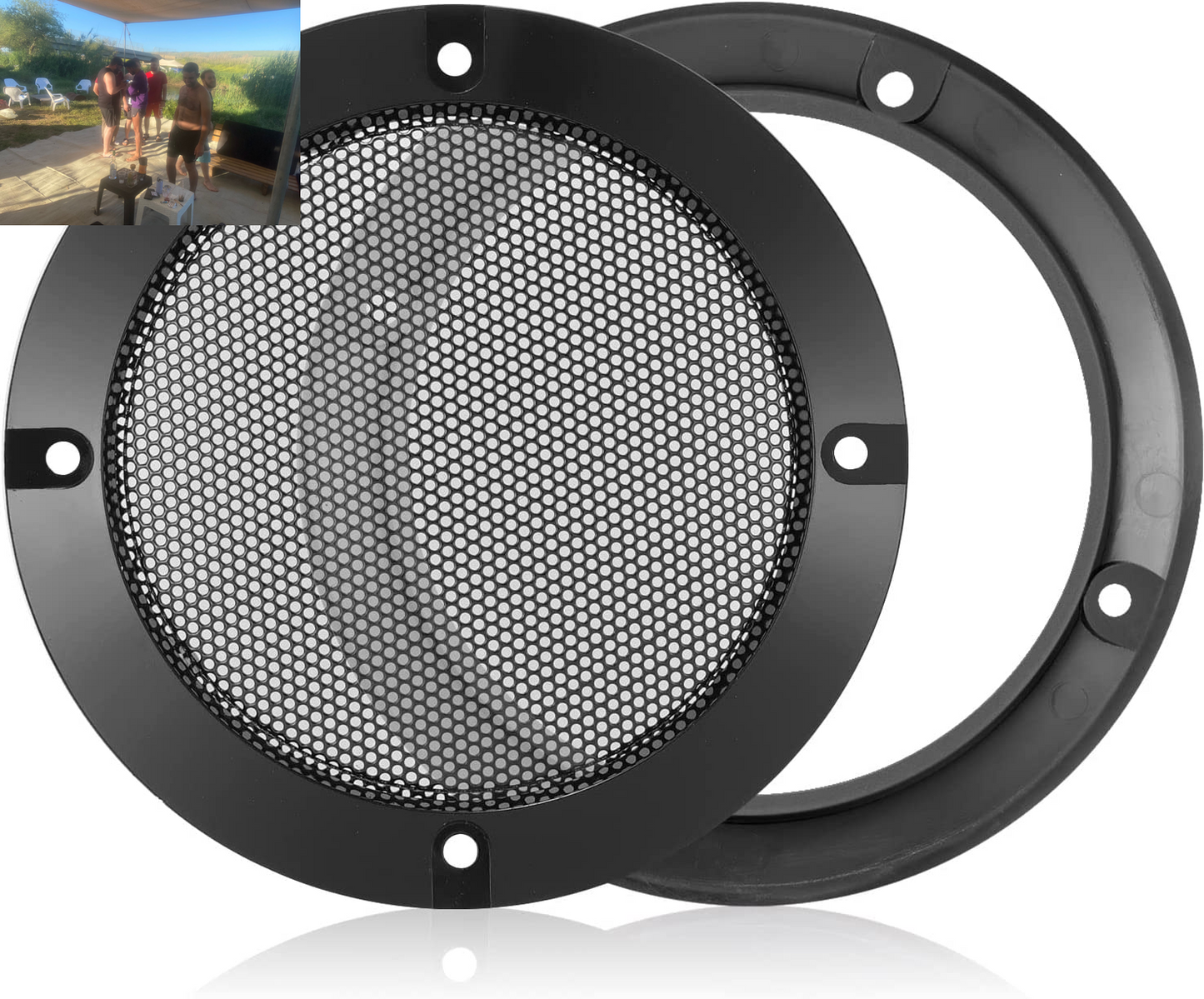 2PCS 4In White round Speaker Grill Covers, Universal Surface-Mount Ceiling Speaker/Hole Covers, Audio Speaker Mesh Guard Protective Case for Home Theater, RV or Marine Installation