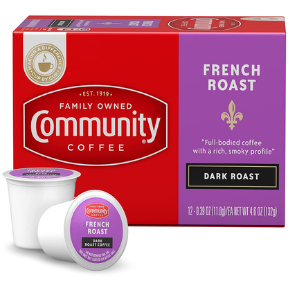 Community Coffee 2X Caffeine 60 Count Coffee Pods, Dark Roast , Compatible with Keurig 2.0 K-Cup Brewers, 10 Count (Pack of 6)