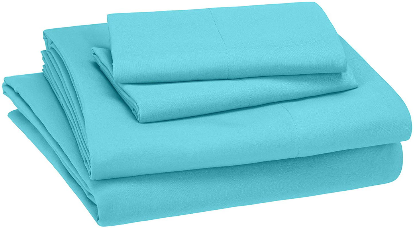 Amazon Basics Kid's Sheet Set - Soft, Easy-Wash Lightweight Microfiber - Twin, Azure Blue