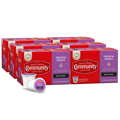 Community Coffee 2X Caffeine 60 Count Coffee Pods, Dark Roast , Compatible with Keurig 2.0 K-Cup Brewers, 10 Count (Pack of 6)