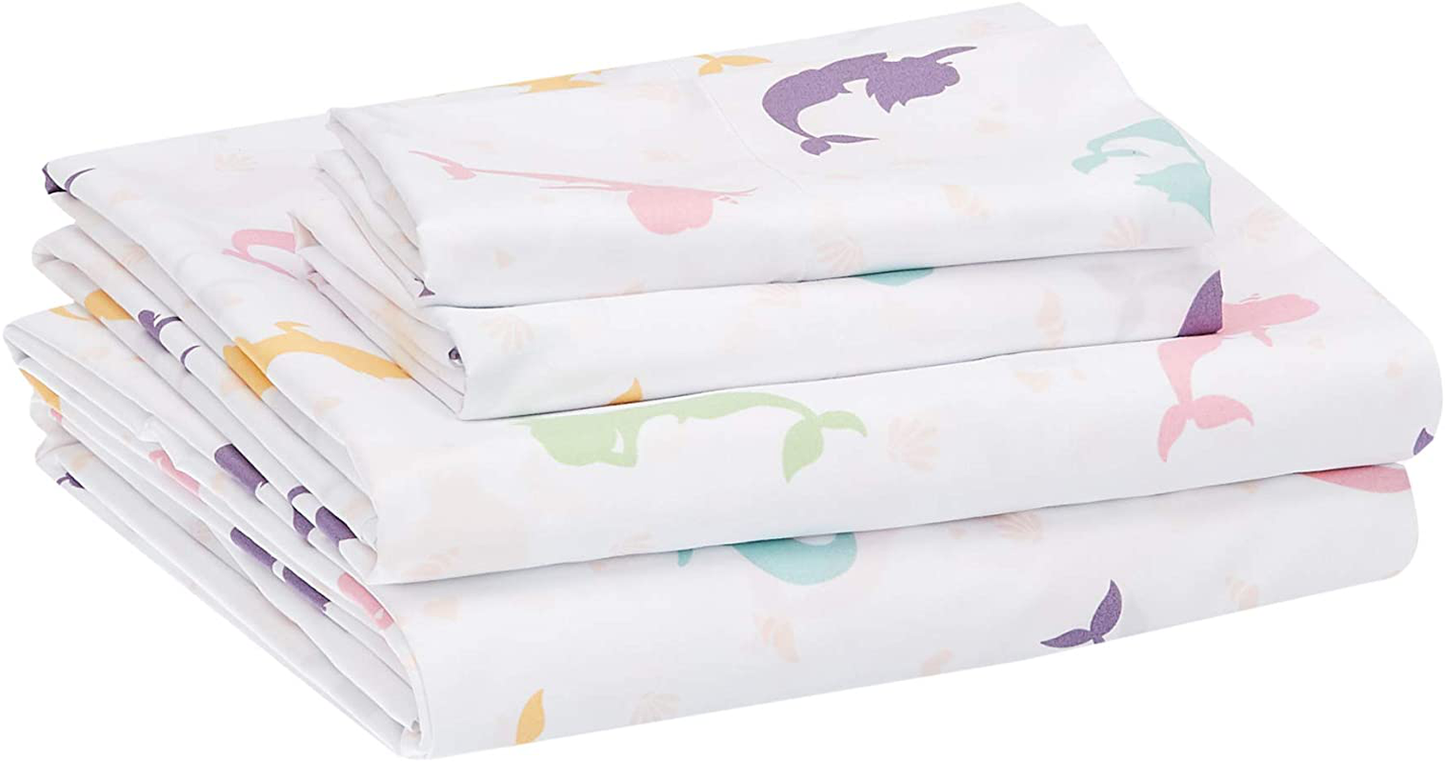 Amazon Basics Kid's Sheet Set - Soft, Easy-Wash Lightweight Microfiber - Twin, Azure Blue