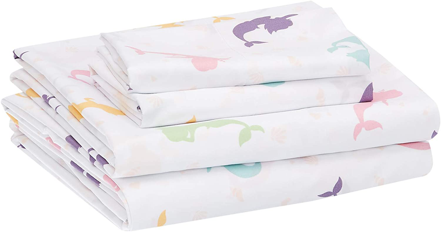 Amazon Basics Kid's Sheet Set - Soft, Easy-Wash Lightweight Microfiber - Twin, Azure Blue