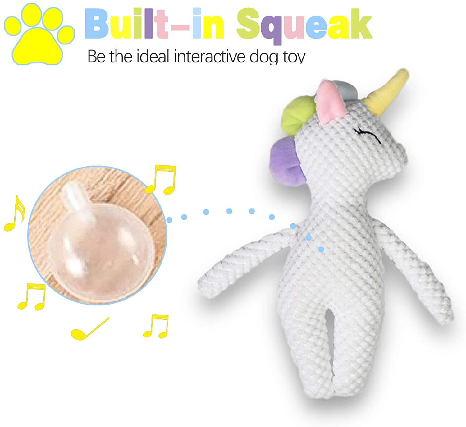 Pokeling Dog Toys, Dog Squeak Toys, Dog Toys Plush, Squeaky Dog Toys, Dog Stuffed Animals Toy, Interactive Toys for Chewers, Chewing and Durable Toys for Puppy Dogs and Medium Dogs, Dog Toy Unicorn