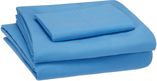 Amazon Basics Kid's Sheet Set - Soft, Easy-Wash Lightweight Microfiber - Twin, Azure Blue