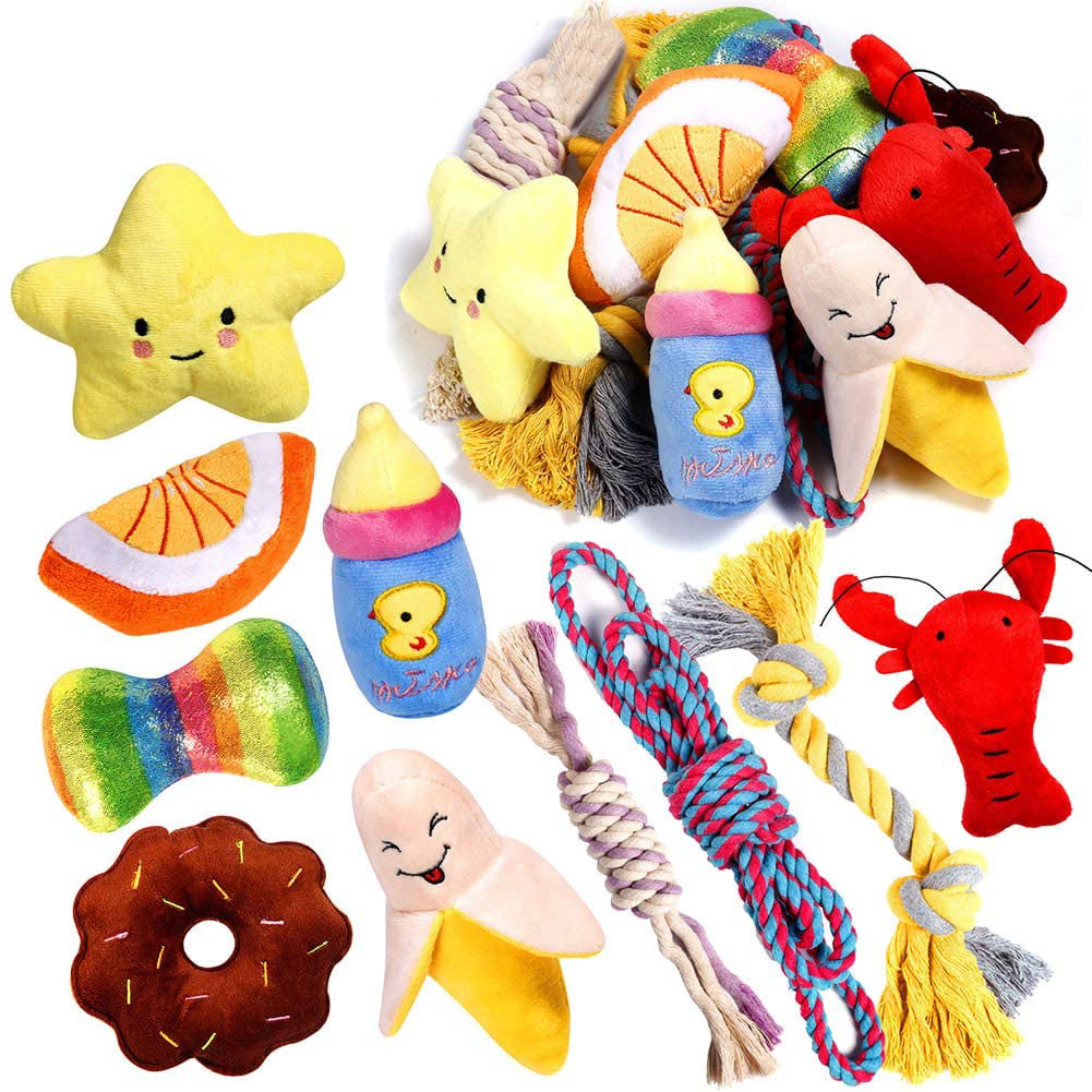 PLAYJOY Small Dog Toys/Puppy Chew Toys,10 Pack Interactive Dog Toys for Boredom, Cute Dog Toys for Small/Medium Dogs, Squeaky Plush Dog Toys, Dog Rope Toys