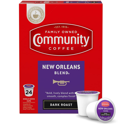 Community Coffee 2X Caffeine 60 Count Coffee Pods, Dark Roast , Compatible with Keurig 2.0 K-Cup Brewers, 10 Count (Pack of 6)