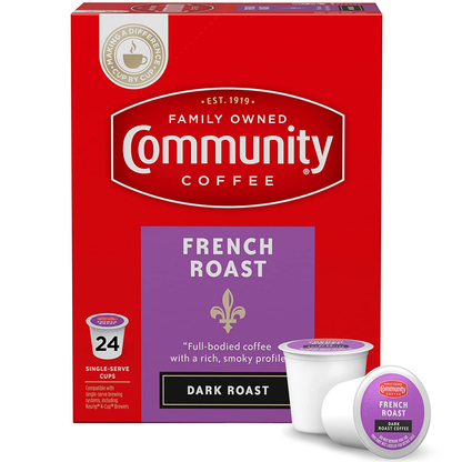 Community Coffee 2X Caffeine 60 Count Coffee Pods, Dark Roast , Compatible with Keurig 2.0 K-Cup Brewers, 10 Count (Pack of 6)
