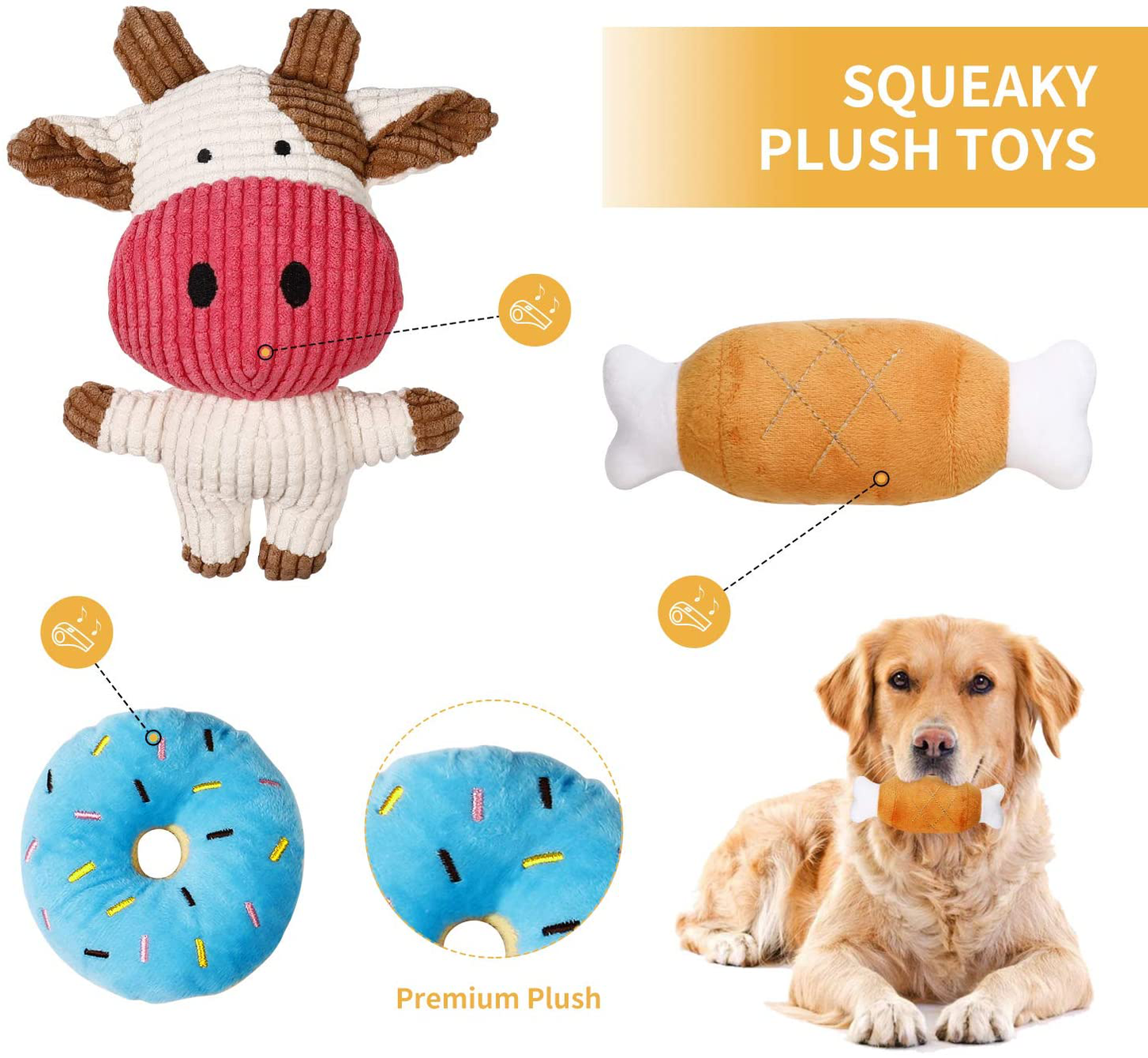 Toozey Puppy Toys for Small Dogs, 7 Pack Small Dog Toys, Cute Calf Squeaky Toys for Dogs, Durable Puppy Teething Toys, 100% Natural Cotton Ropes Chew Toys for Puppies, Non-Toxic and Safe