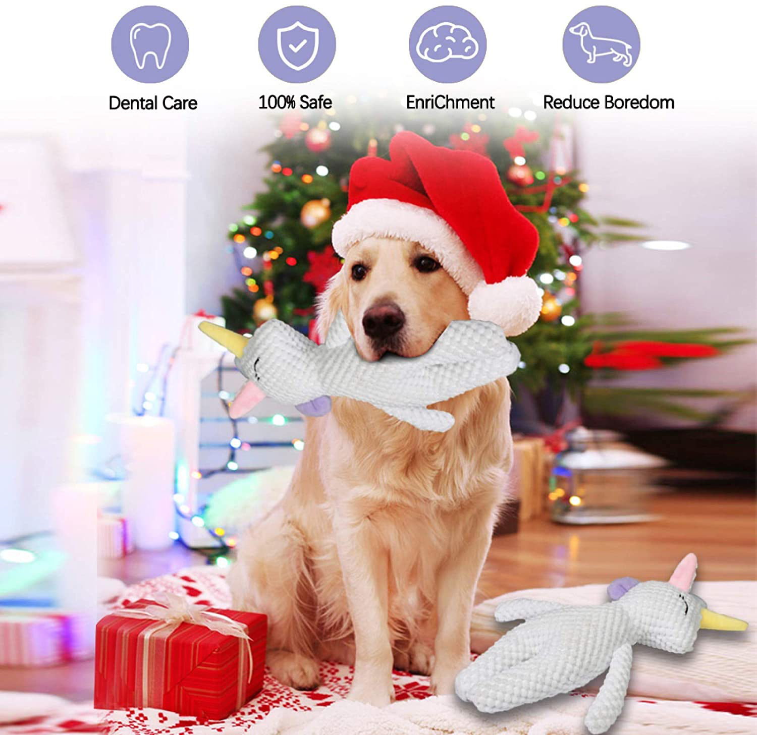 Pokeling Dog Toys, Dog Squeak Toys, Dog Toys Plush, Squeaky Dog Toys, Dog Stuffed Animals Toy, Interactive Toys for Chewers, Chewing and Durable Toys for Puppy Dogs and Medium Dogs, Dog Toy Unicorn