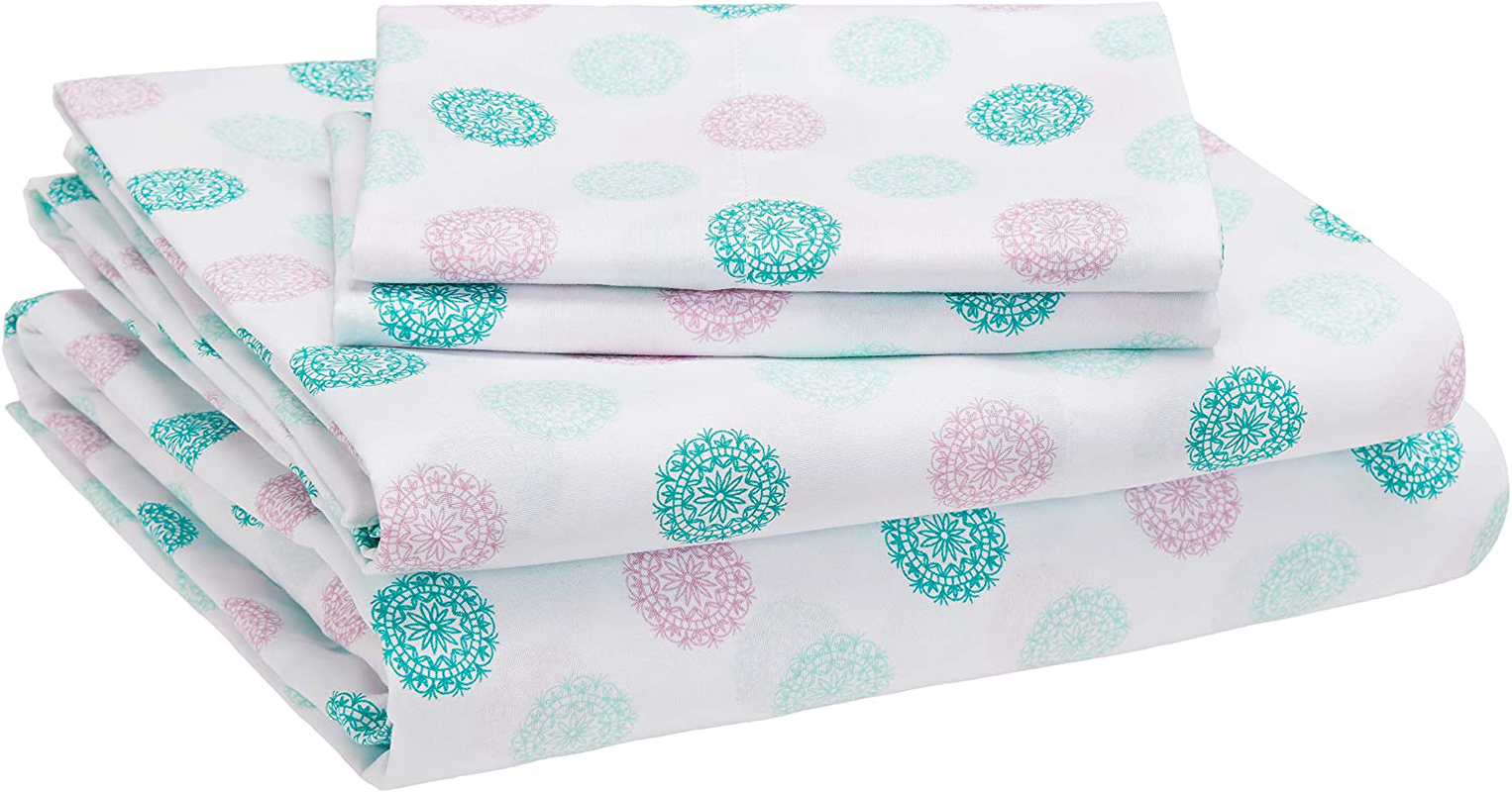 Amazon Basics Kid's Sheet Set - Soft, Easy-Wash Lightweight Microfiber - Twin, Azure Blue