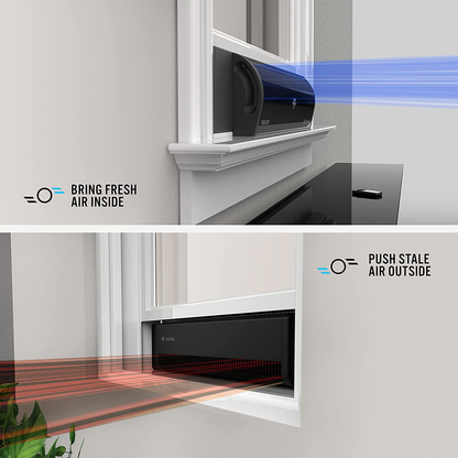 Vornado TRANSOM Window Fan with 4 Speeds, Remote Control, Reversible Exhaust Mode, Weather Resistant Case, Whole Room, Black