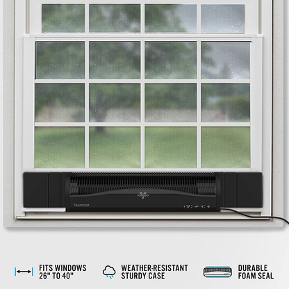 Vornado TRANSOM Window Fan with 4 Speeds, Remote Control, Reversible Exhaust Mode, Weather Resistant Case, Whole Room, Black