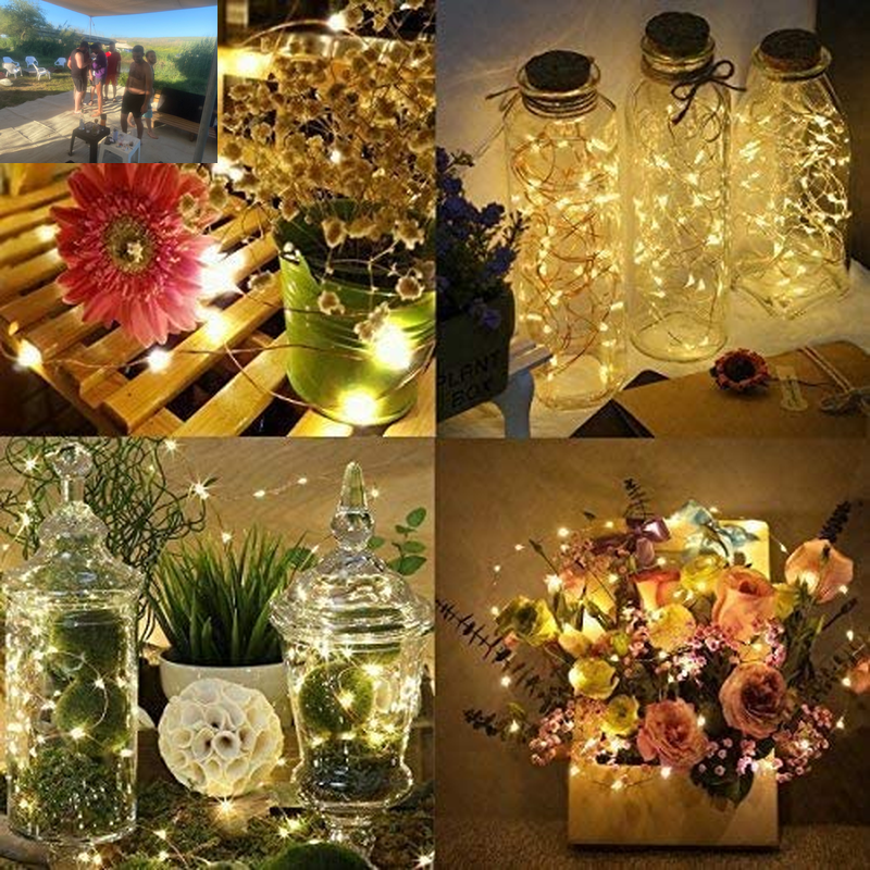 Fairy Lights Battery Christmas String Lights, 66Ft 200 LED Waterproof Remote Timer Control Copper Wire Lights, Fairy Lights Decoration String Lights for Patio Garden Yard Party Wedding