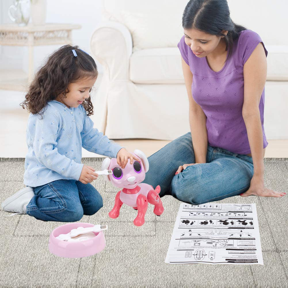 BIRANCO. Updated 2019 Smart Puppy - Remote Control, Gesture Control, STEM Programmable Actions, Lights and Sounds Electronic Pets Dog Toys, Ages 3 and Up (Pink)