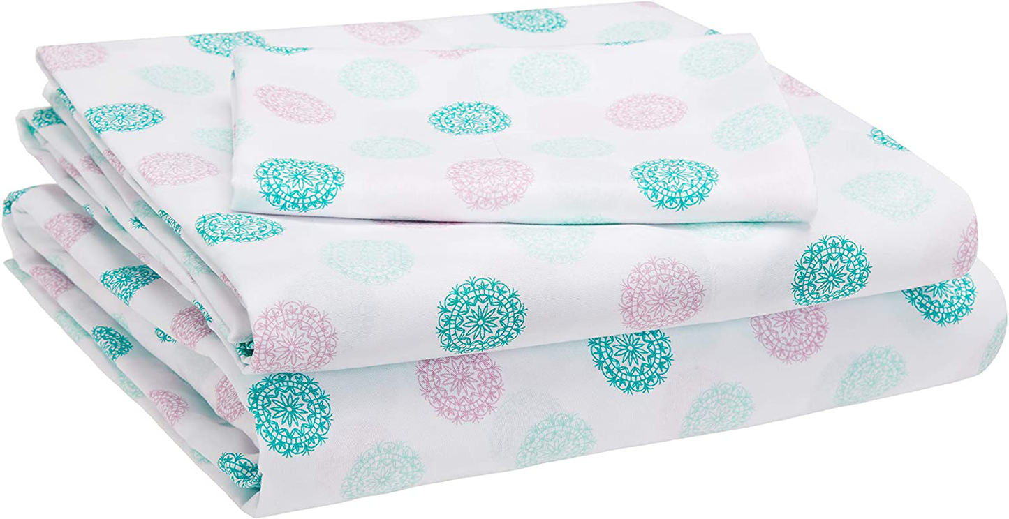 Amazon Basics Kid's Sheet Set - Soft, Easy-Wash Lightweight Microfiber - Twin, Azure Blue