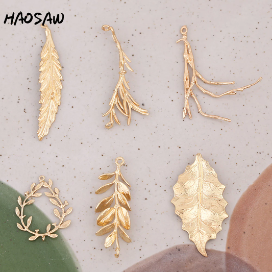HAOSAW Choose 6Pcs/Lot Cooper Charm/Garland/Crotch/Leaf/Tip Leaf/Jewelry Accessory/Diy Jewelry Making/Earring Findings