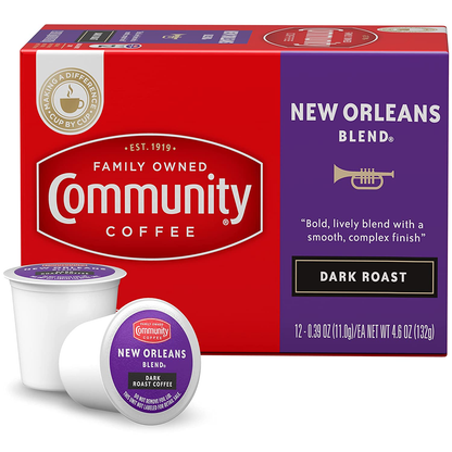 Community Coffee 2X Caffeine 60 Count Coffee Pods, Dark Roast , Compatible with Keurig 2.0 K-Cup Brewers, 10 Count (Pack of 6)