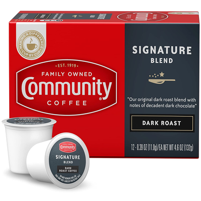 Community Coffee 2X Caffeine 60 Count Coffee Pods, Dark Roast , Compatible with Keurig 2.0 K-Cup Brewers, 10 Count (Pack of 6)