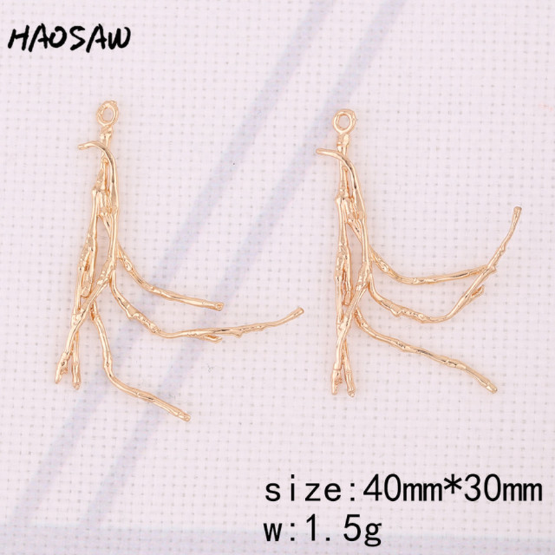 HAOSAW Choose 6Pcs/Lot Cooper Charm/Garland/Crotch/Leaf/Tip Leaf/Jewelry Accessory/Diy Jewelry Making/Earring Findings