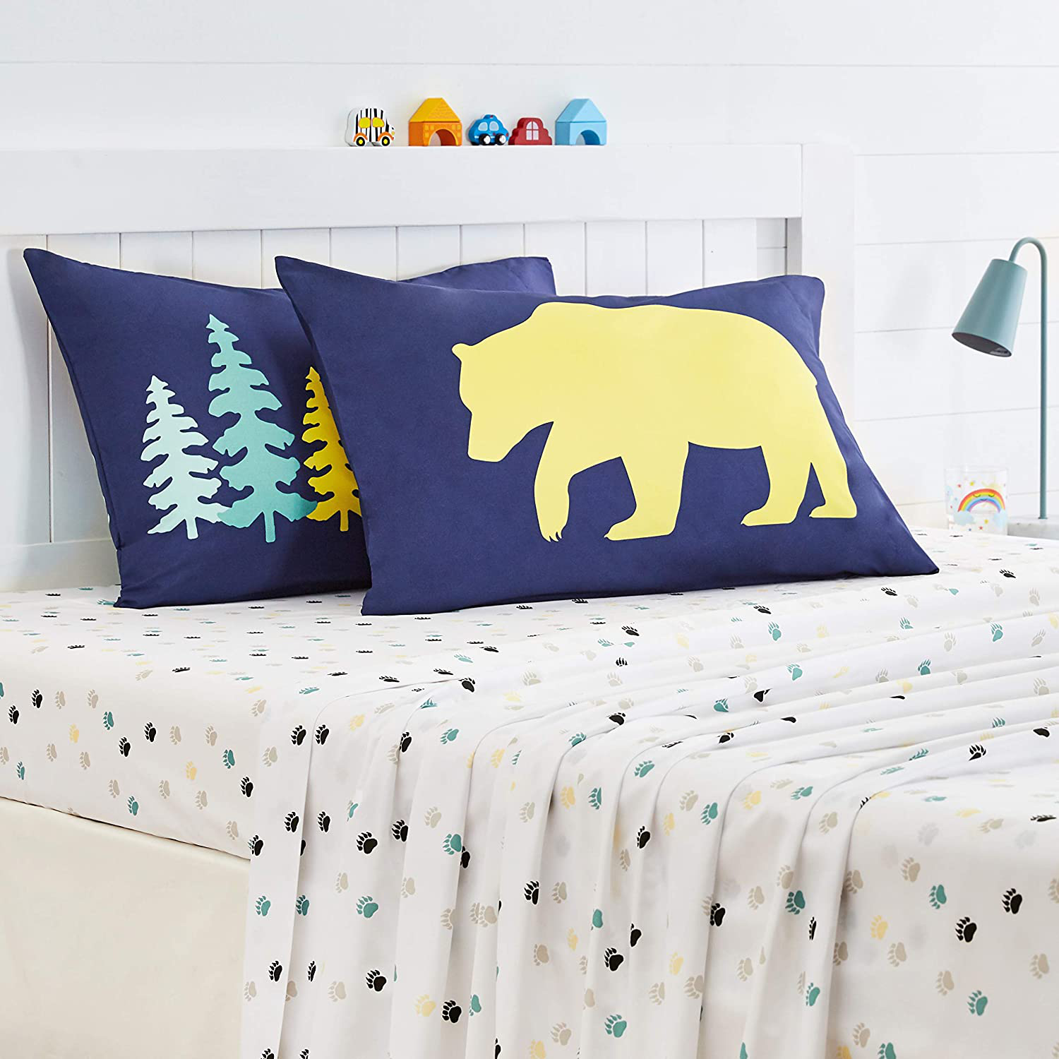 Amazon Basics Kid's Sheet Set - Soft, Easy-Wash Lightweight Microfiber - Twin, Azure Blue