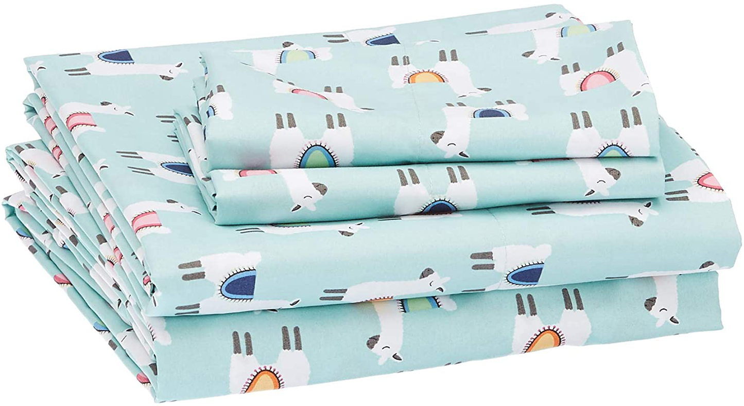 Amazon Basics Kid's Sheet Set - Soft, Easy-Wash Lightweight Microfiber - Twin, Azure Blue