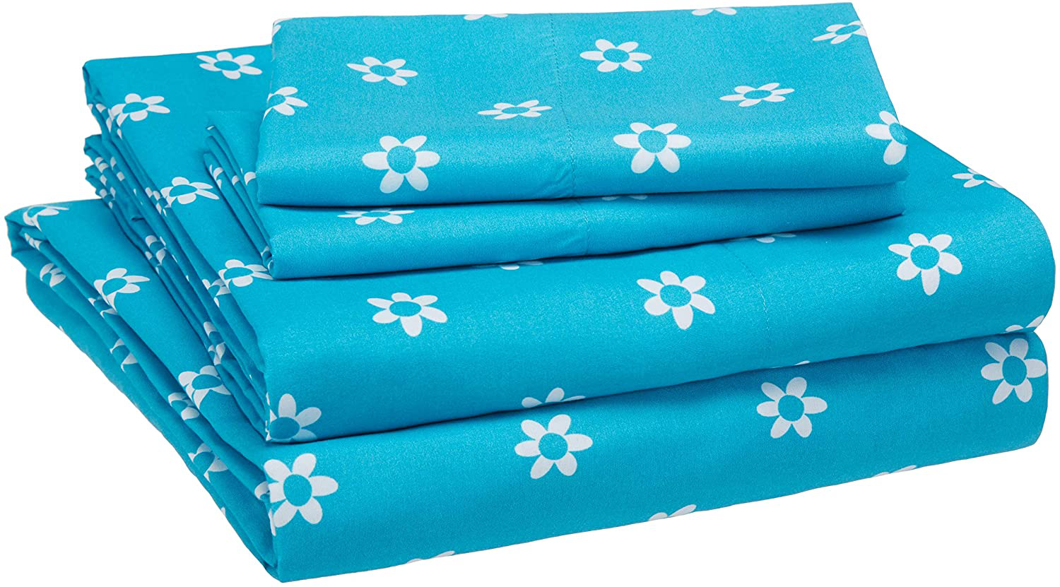 Amazon Basics Kid's Sheet Set - Soft, Easy-Wash Lightweight Microfiber - Twin, Azure Blue