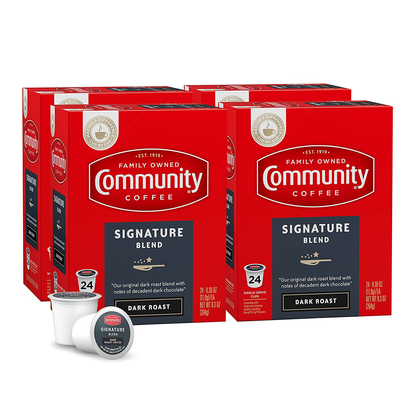 Community Coffee 2X Caffeine 60 Count Coffee Pods, Dark Roast , Compatible with Keurig 2.0 K-Cup Brewers, 10 Count (Pack of 6)