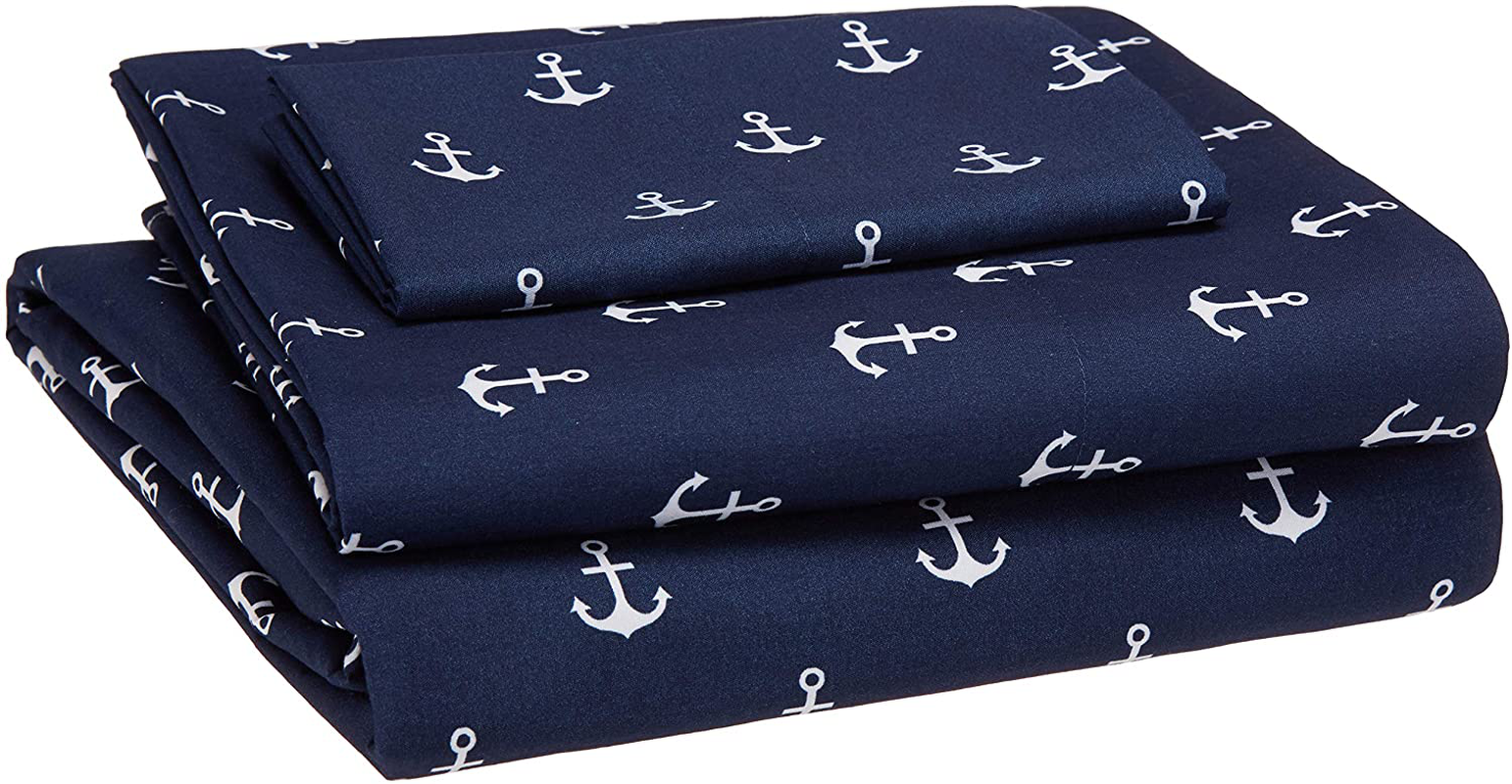 Amazon Basics Kid's Sheet Set - Soft, Easy-Wash Lightweight Microfiber - Twin, Azure Blue