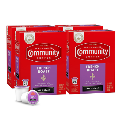 Community Coffee 2X Caffeine 60 Count Coffee Pods, Dark Roast , Compatible with Keurig 2.0 K-Cup Brewers, 10 Count (Pack of 6)