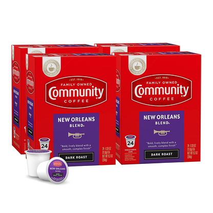 Community Coffee 2X Caffeine 60 Count Coffee Pods, Dark Roast , Compatible with Keurig 2.0 K-Cup Brewers, 10 Count (Pack of 6)
