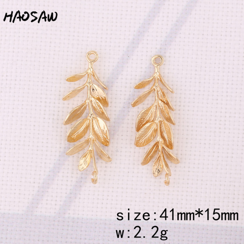 HAOSAW Choose 6Pcs/Lot Cooper Charm/Garland/Crotch/Leaf/Tip Leaf/Jewelry Accessory/Diy Jewelry Making/Earring Findings