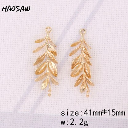 HAOSAW Choose 6Pcs/Lot Cooper Charm/Garland/Crotch/Leaf/Tip Leaf/Jewelry Accessory/Diy Jewelry Making/Earring Findings