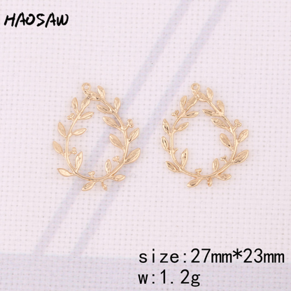 HAOSAW Choose 6Pcs/Lot Cooper Charm/Garland/Crotch/Leaf/Tip Leaf/Jewelry Accessory/Diy Jewelry Making/Earring Findings