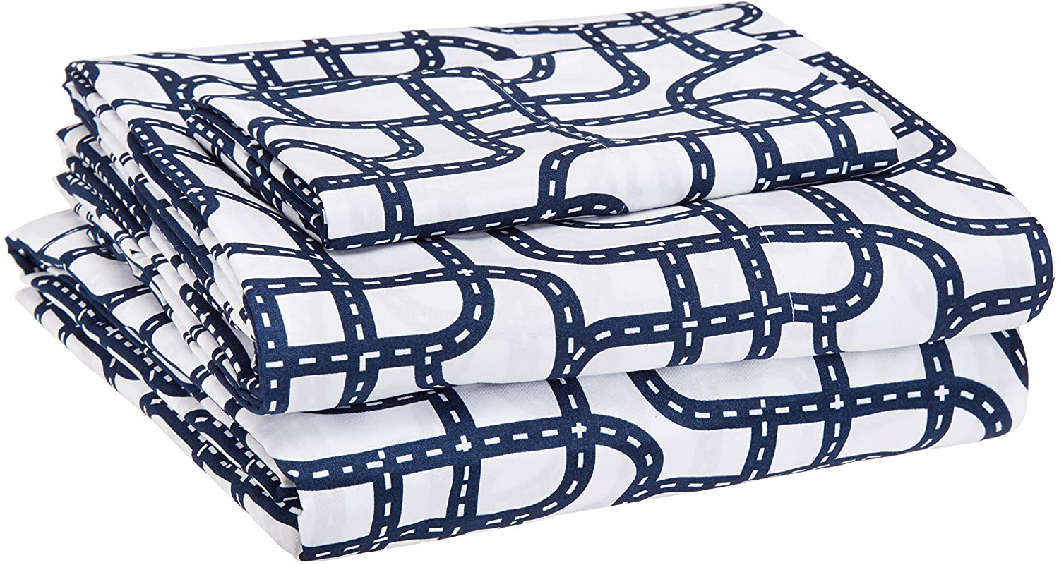 Amazon Basics Kid's Sheet Set - Soft, Easy-Wash Lightweight Microfiber - Twin, Azure Blue