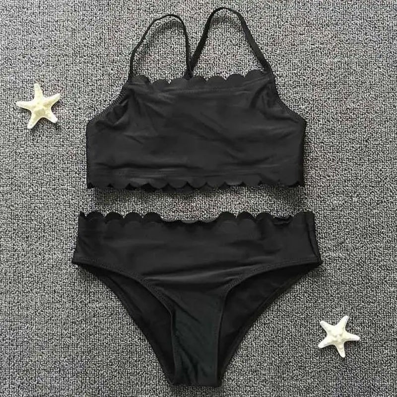 3-14 Years Teenager Girl Swimsuit Kids Lace Girl Bikini Crop Top Bathing Suit Child Girl Swim Wear Two Piece Children'S Swimwear