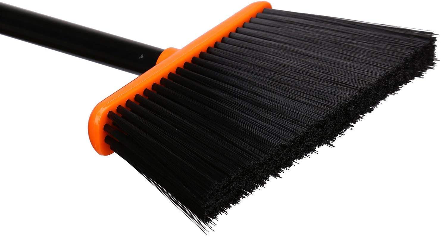 Treelen Angle Broom and Dustpan Set, Dust Pan Snaps on Broom Handles Orange