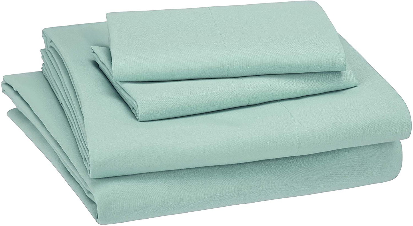 Amazon Basics Kid's Sheet Set - Soft, Easy-Wash Lightweight Microfiber - Twin, Azure Blue