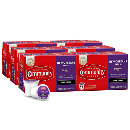 Community Coffee 2X Caffeine 60 Count Coffee Pods, Dark Roast , Compatible with Keurig 2.0 K-Cup Brewers, 10 Count (Pack of 6)