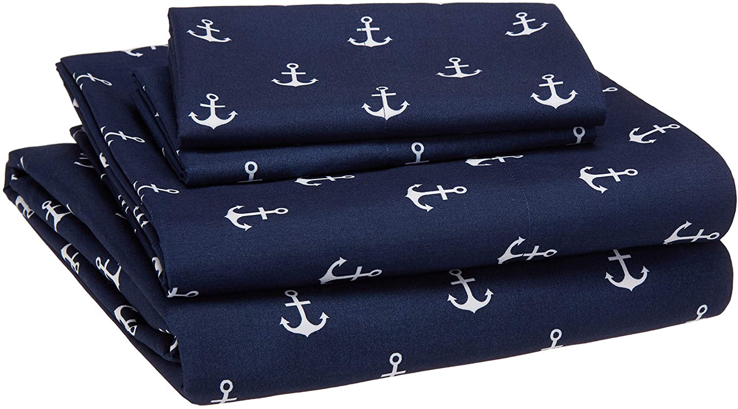 Amazon Basics Kid's Sheet Set - Soft, Easy-Wash Lightweight Microfiber - Twin, Azure Blue