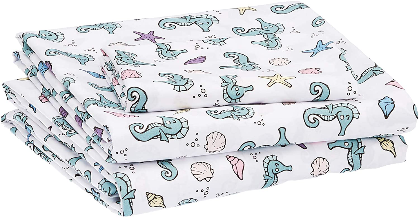 Amazon Basics Kid's Sheet Set - Soft, Easy-Wash Lightweight Microfiber - Twin, Azure Blue