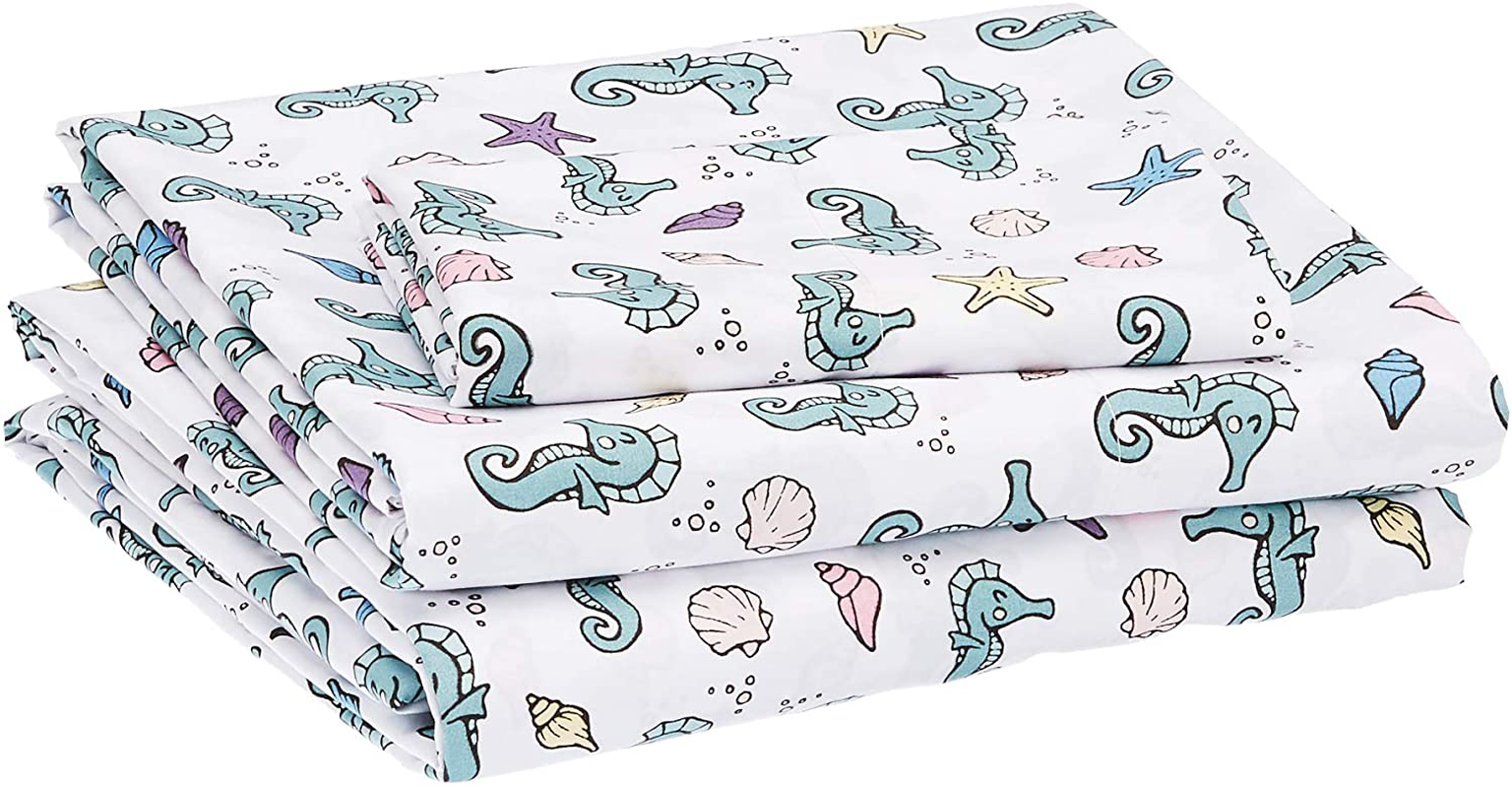 Amazon Basics Kid's Sheet Set - Soft, Easy-Wash Lightweight Microfiber - Twin, Azure Blue