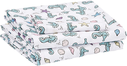 Amazon Basics Kid's Sheet Set - Soft, Easy-Wash Lightweight Microfiber - Twin, Azure Blue