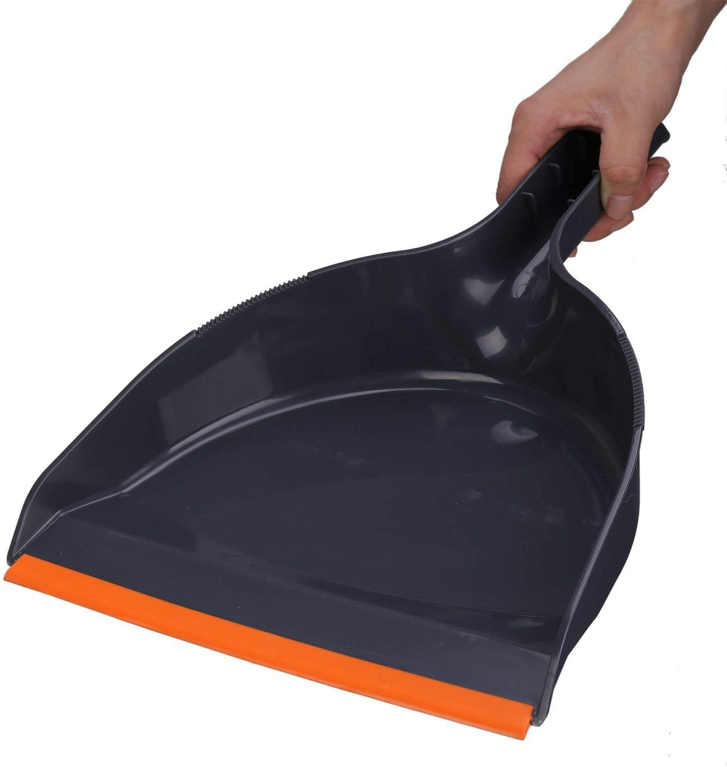 Treelen Angle Broom and Dustpan Set, Dust Pan Snaps on Broom Handles Orange