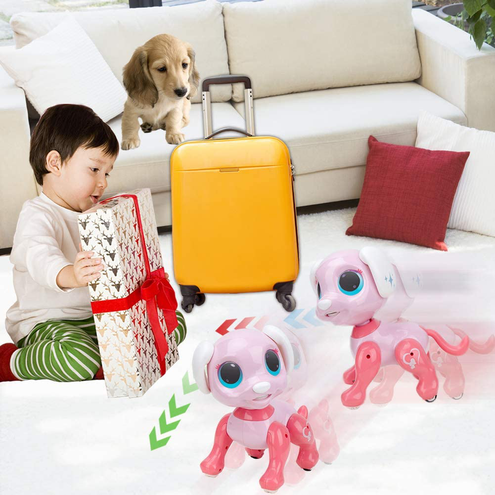 BIRANCO. Updated 2019 Smart Puppy - Remote Control, Gesture Control, STEM Programmable Actions, Lights and Sounds Electronic Pets Dog Toys, Ages 3 and Up (Pink)