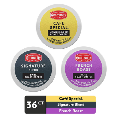 Community Coffee 2X Caffeine 60 Count Coffee Pods, Dark Roast , Compatible with Keurig 2.0 K-Cup Brewers, 10 Count (Pack of 6)