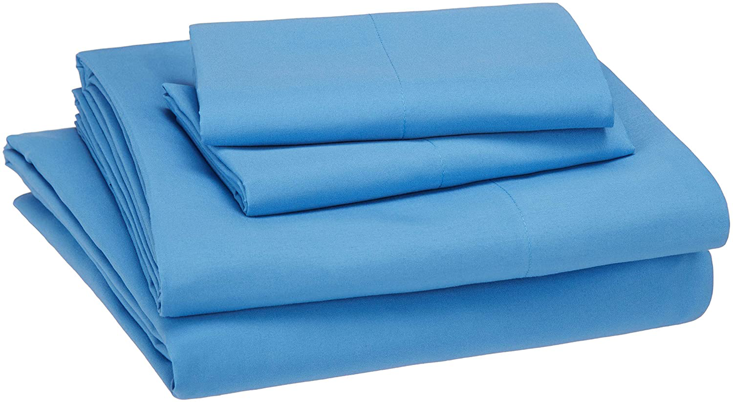 Amazon Basics Kid's Sheet Set - Soft, Easy-Wash Lightweight Microfiber - Twin, Azure Blue