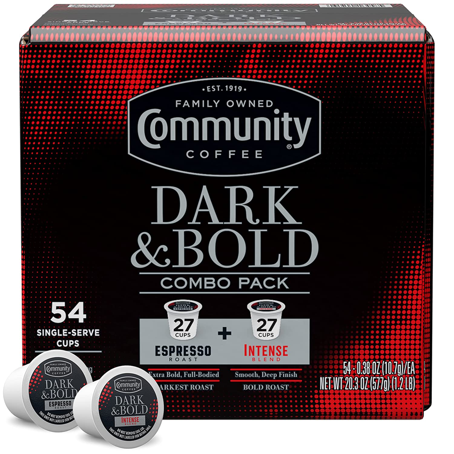 Community Coffee 2X Caffeine 60 Count Coffee Pods, Dark Roast , Compatible with Keurig 2.0 K-Cup Brewers, 10 Count (Pack of 6)