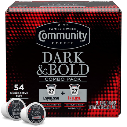 Community Coffee 2X Caffeine 60 Count Coffee Pods, Dark Roast , Compatible with Keurig 2.0 K-Cup Brewers, 10 Count (Pack of 6)