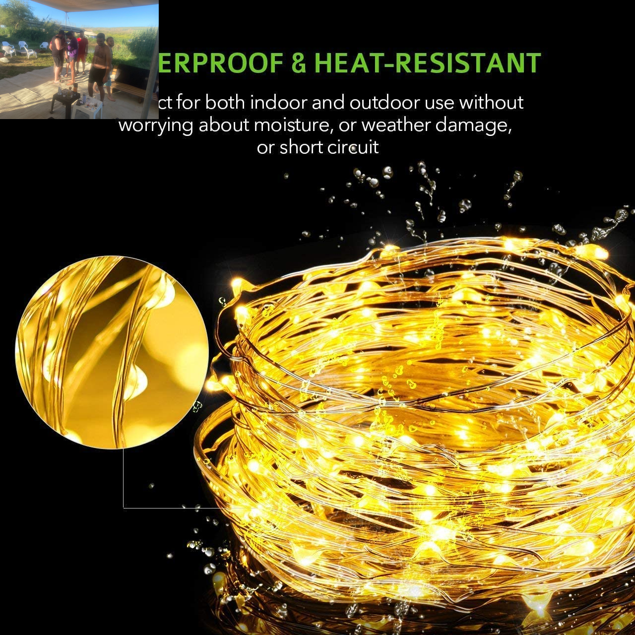 Fairy Lights Battery Christmas String Lights, 66Ft 200 LED Waterproof Remote Timer Control Copper Wire Lights, Fairy Lights Decoration String Lights for Patio Garden Yard Party Wedding