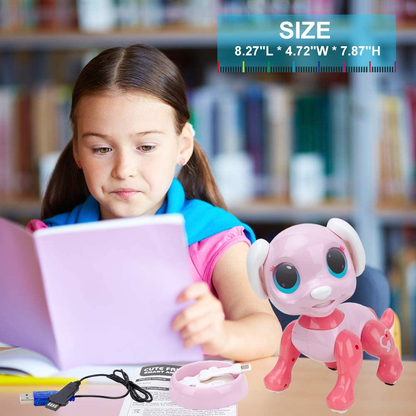 BIRANCO. Updated 2019 Smart Puppy - Remote Control, Gesture Control, STEM Programmable Actions, Lights and Sounds Electronic Pets Dog Toys, Ages 3 and Up (Pink)